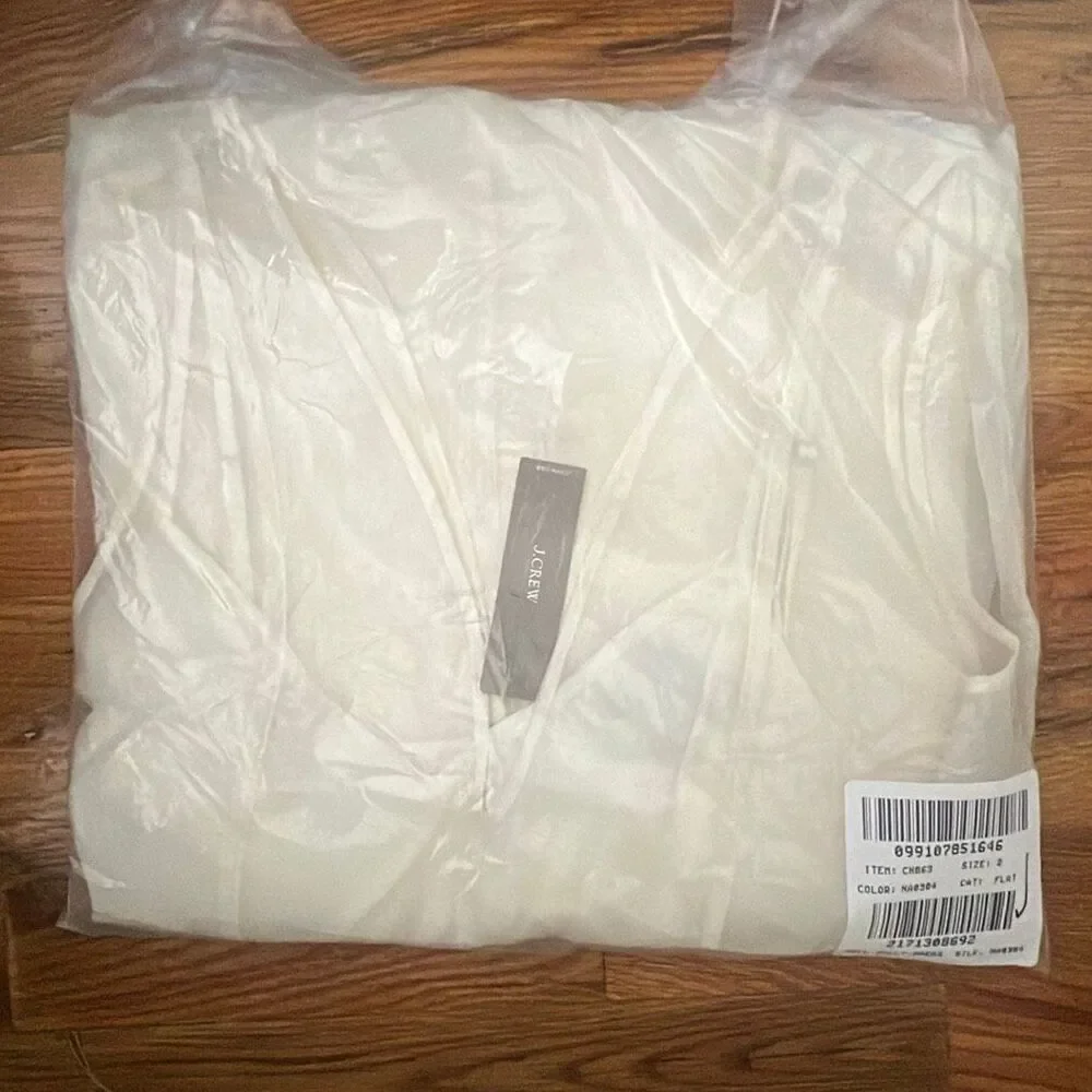 J. Crew Collection Layered Organza Shift Tally Silk Dress in Ivory NWT Size 2